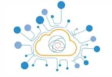 Illustration of a cloud surrounded by connected blue circles, symbolizing a network or cloud computing concept, with hints of API testing woven into the design